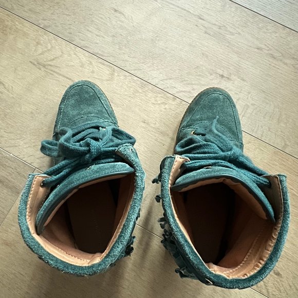 Anthropologie Madison Harding Moccasin Suede Fringe Wedge HIgh Top Sneakers - Picture 4 of 5